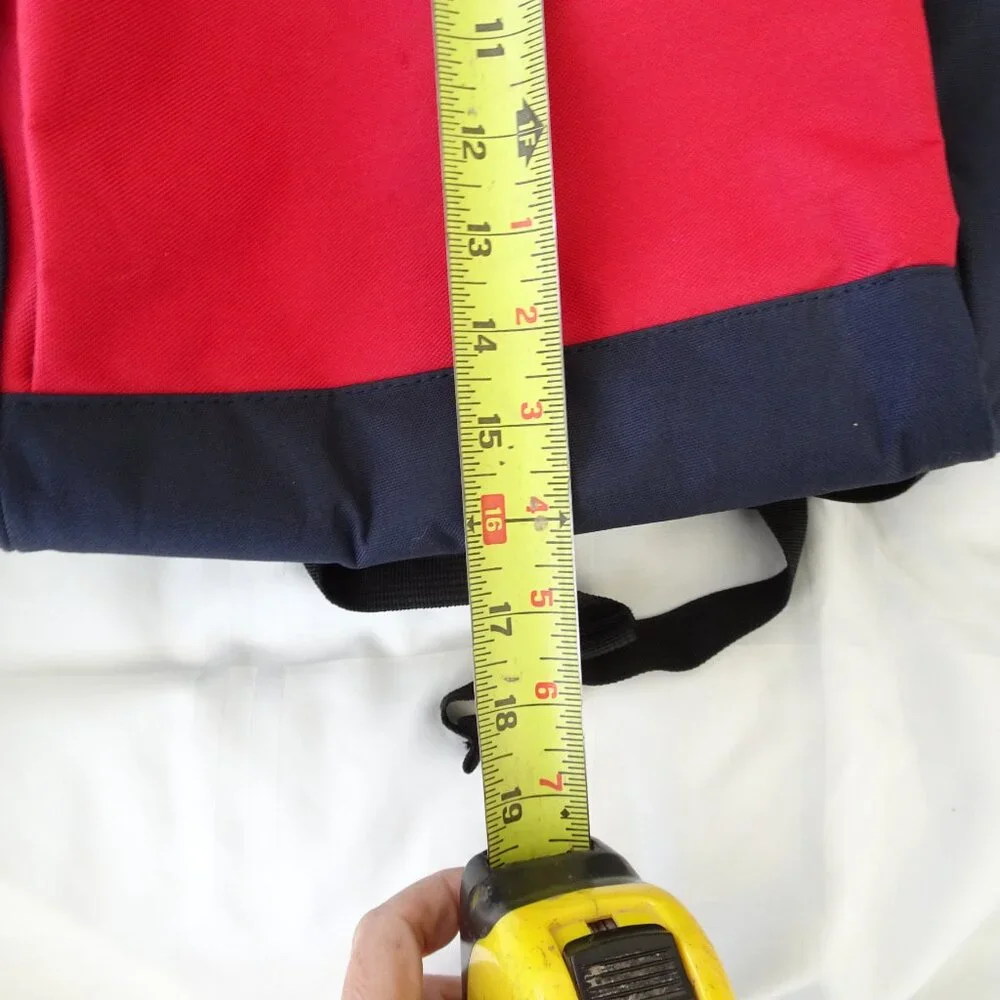 Himawari‎ Red, White & Blue Canvas Laptop Backpack USB Port Inner Pockets